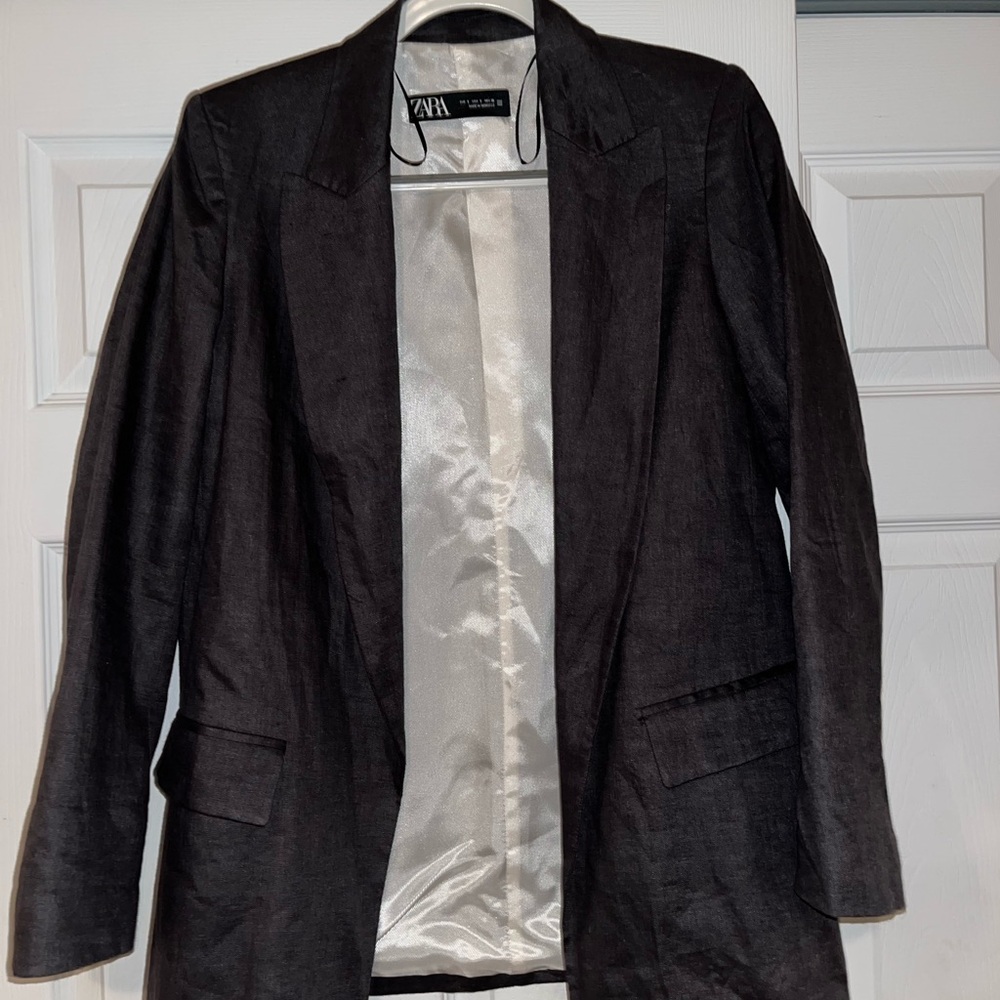 Zara Grey Linen Blazer